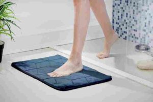 Ultra Soft Memory Foam Bath Mat Non-Slip | Water Absorbent | Machine Washable (Blue)